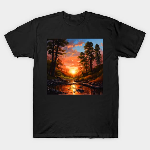 Sunrise by the creek T-Shirt by Trails I Travel Art